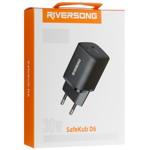 Купить Сетевое зарядное устройство Riversong SafeKub D6 черный  5487656. Характеристики, отзывы и цены в Донецке