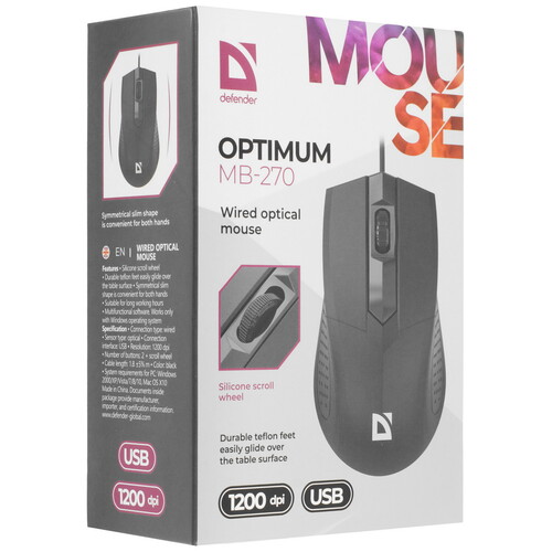 Купить Мышь проводная Defender Optimum MB-270  9231040. Характеристики, отзывы и цены в Донецке