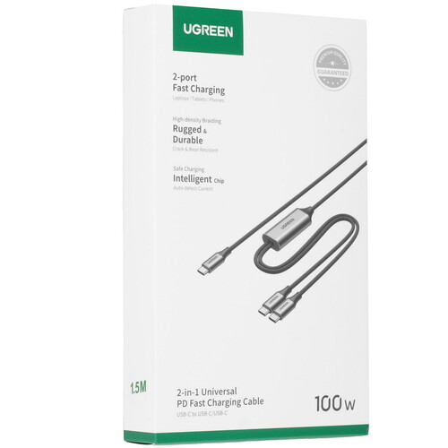 Купить Кабель круглый Ugreen USB Type-C - USB Type-C х2 серый 1.5 м  5600457. Характеристики, отзывы и цены в Донецке