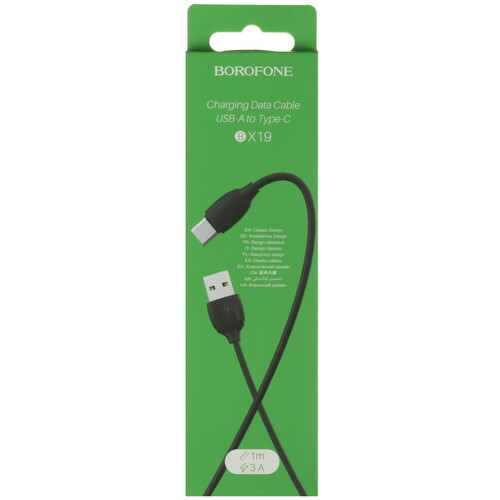 Купить Кабель круглый Borofone USB Type-C - USB 2.0 Type-A черный 1 м  5474977. Характеристики, отзывы и цены в Донецке