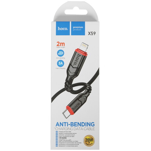 Купить Кабель круглый Hoco Lightning 8-pin - USB Type-C черный 2 м  5475071. Характеристики, отзывы и цены в Донецке