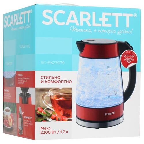 Купить Электрочайник Scarlett SC-EK27G79 красный  8194965. Характеристики, отзывы и цены в Донецке