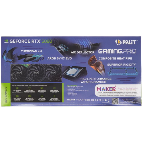 Купить Видеокарта Palit GeForce RTX 5080 GamingPro  5613308. Характеристики, отзывы и цены в Донецке