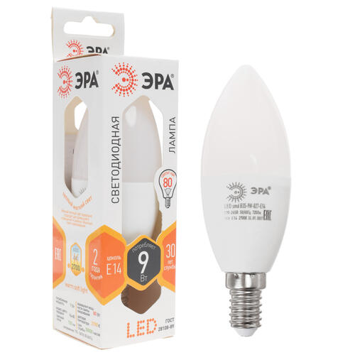 Купить Лампа светодиодная ЭРА LED smd B35-9w-827-E14  1184458. Характеристики, отзывы и цены в Донецке