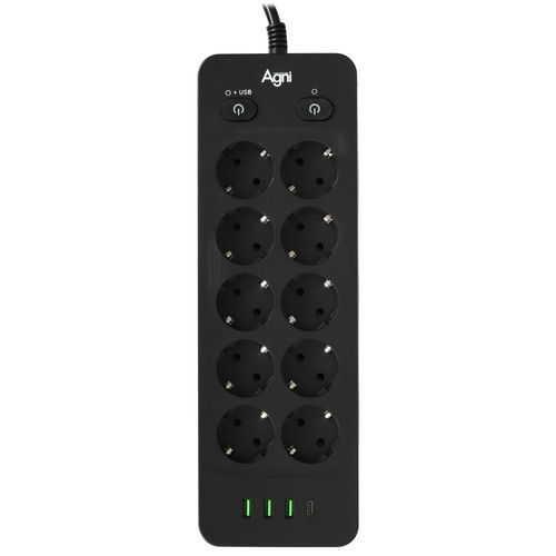 Купить Сетевой фильтр AGNI TP-FO4U10E-C черный  9289339. Характеристики, отзывы и цены в Донецке