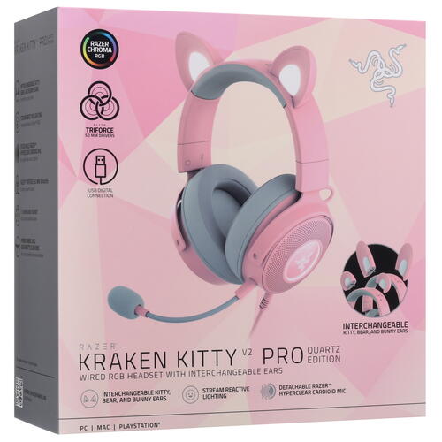 Купить Проводные наушники Razer Kraken Kitty V2 Pro розовый 2022  5406742. Характеристики, отзывы и цены в Донецке