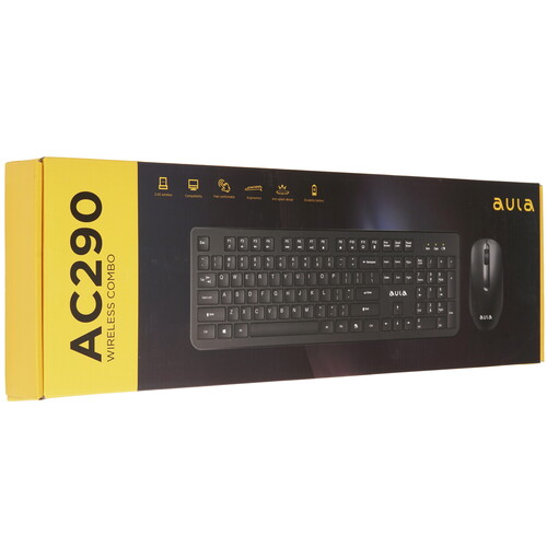 Купить Клавиатура+мышь беспроводная   AULA AC290 черный  9260570. Характеристики, отзывы и цены в Донецке
