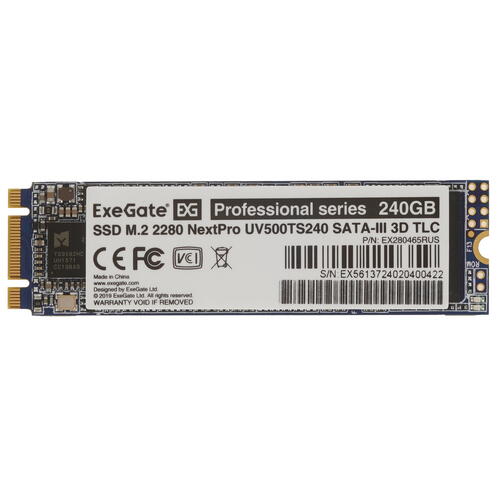 Купить 240 ГБ M.2 SATA накопитель ExeGate NextPro UV500TS240 [EX280465RUS]  5355268. Характеристики, отзывы и цены в Донецке
