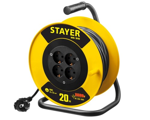 Купить Удлинитель силовой Stayer M-315 желтый  9114825. Характеристики, отзывы и цены в Донецке