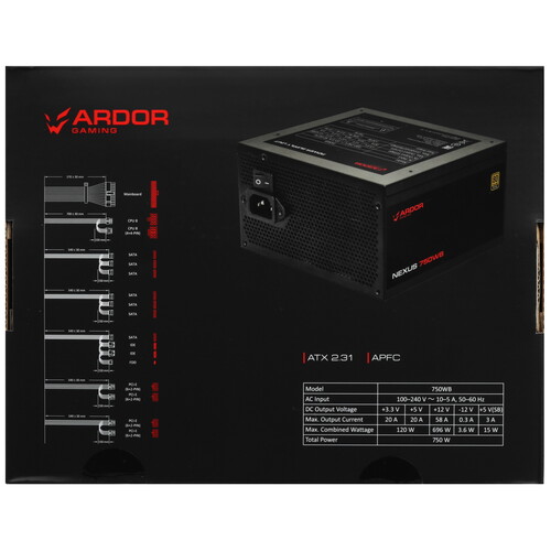 Купить Блок питания ARDOR GAMING NEXUS 750WB  черный  5452049. Характеристики, отзывы и цены в Донецке