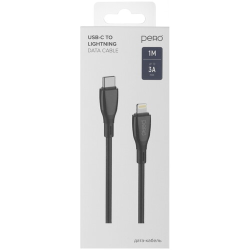 Купить Кабель круглый PERO Lightning 8-pin - USB Type-C черный 1 м  5474204. Характеристики, отзывы и цены в Донецке