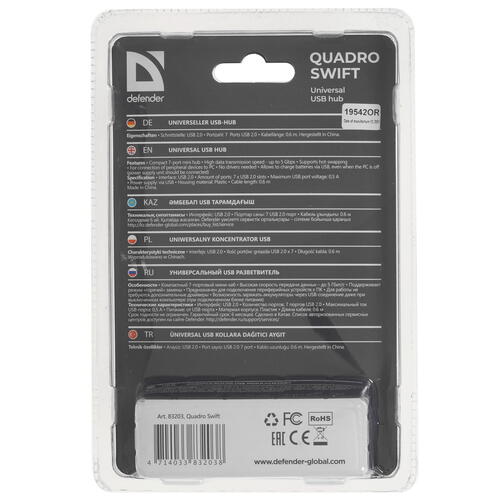 Купить USB-разветвитель Defender Quadro Swift  5034191. Характеристики, отзывы и цены в Донецке