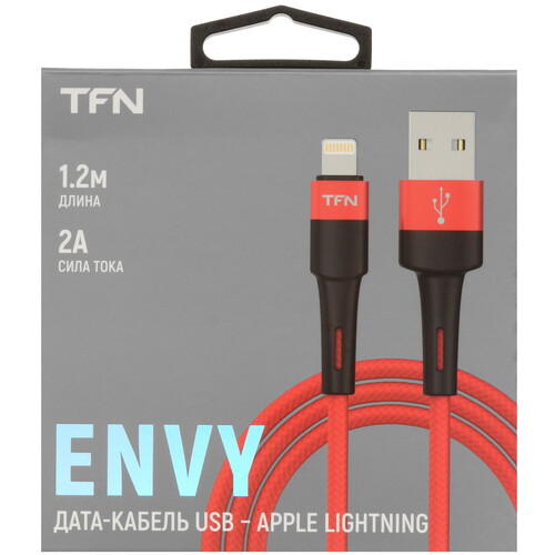 Купить Кабель круглый TFN Lightning 8-pin - USB 2.0 Type-A красный 1.2 м  9282229. Характеристики, отзывы и цены в Донецке