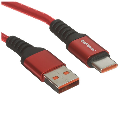 Купить Кабель круглый GoPower USB Type-C - USB 2.0 Type-A красный 1 м  5479681. Характеристики, отзывы и цены в Донецке
