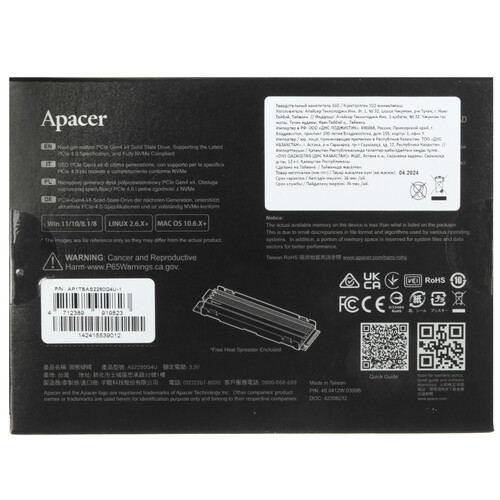 Купить 1000 ГБ M.2 NVMe накопитель Apacer AS2280Q4U  5456534. Характеристики, отзывы и цены в Донецке