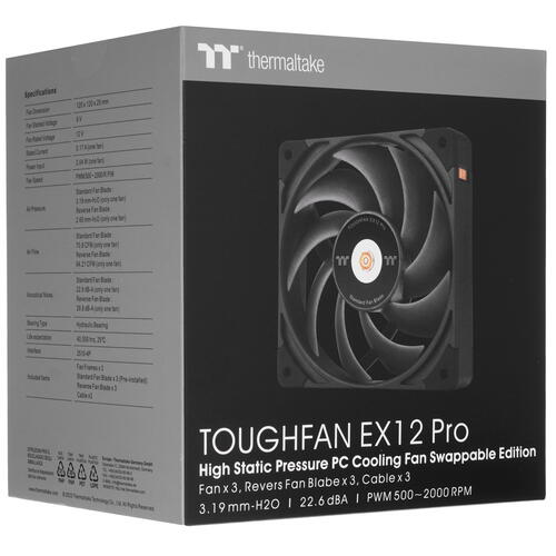 Купить Комплект вентиляторов Thermaltake TOUGHFAN EX12 Pro High Static Pressure PC Cooling Fan – Swappable Edition (3-Fan Pack)  5454871. Характеристики, отзывы и цены в Донецке