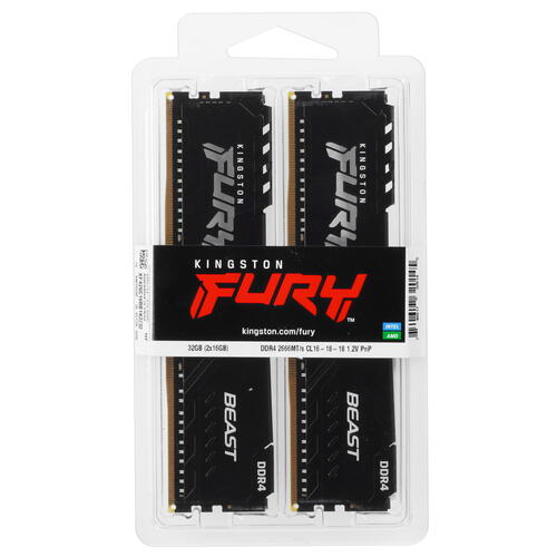 Купить Оперативная память Kingston FURY Beast Black [KF426C16BB1K2/32] 32 ГБ  5062575. Характеристики, отзывы и цены в Донецке