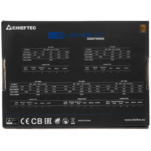 Купить Блок питания Chieftec ELEMENT 600W [ELP-600S] черный  1107519. Характеристики, отзывы и цены в Донецке