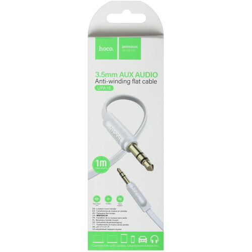 Купить Кабель   Hoco jack 3.5 мм - jack 3.5 мм белый  9238002. Характеристики, отзывы и цены в Донецке