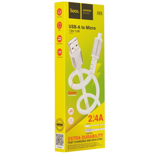Купить Кабель круглый Hoco micro USB - USB 2.0 Type-A белый 1 м  9244453. Характеристики, отзывы и цены в Донецке