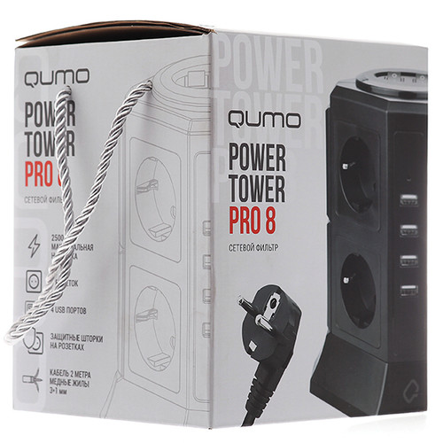 Купить Сетевой фильтр QUMO Power Tower Pro черный  1639069. Характеристики, отзывы и цены в Донецке
