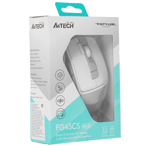 Купить Мышь беспроводная A4Tech Fstyler FG45CS Air2  9189007. Характеристики, отзывы и цены в Донецке