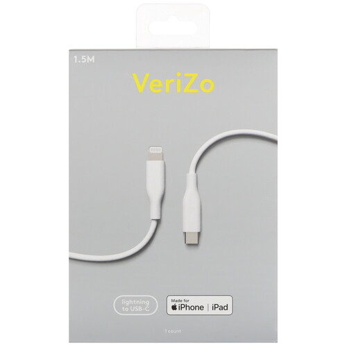 Купить Кабель круглый Verizo Lightning 8-pin MFI - USB Type-C белый 1.5 м  5497264. Характеристики, отзывы и цены в Донецке