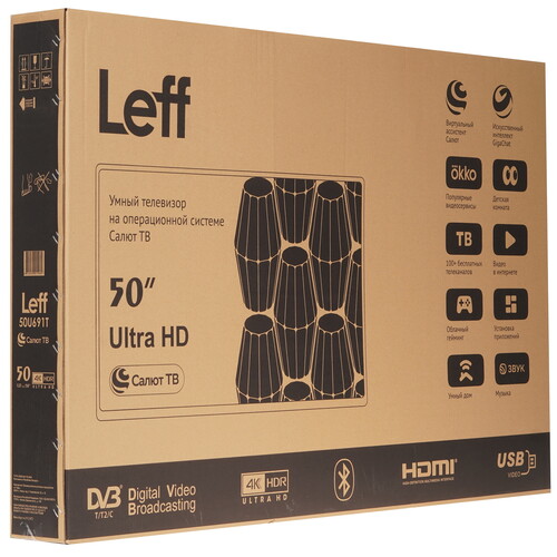 Купить 49.5" (126 см) Телевизор Leff 50U691T белый  9229065. Характеристики, отзывы и цены в Донецке