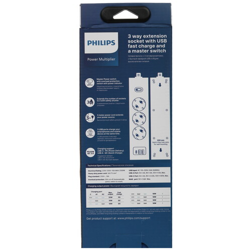 Купить Сетевой фильтр Philips CHP4336 белый  9158522. Характеристики, отзывы и цены в Донецке