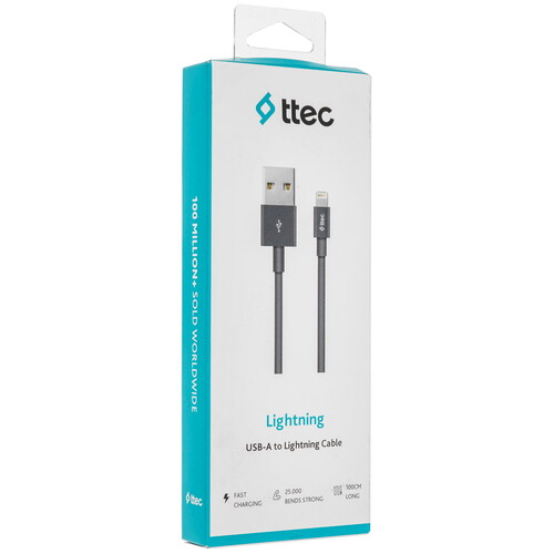 Купить Кабель круглый TTEC Lightning 8-pin - USB 2.0 Type-A серый 1 м  9140766. Характеристики, отзывы и цены в Донецке