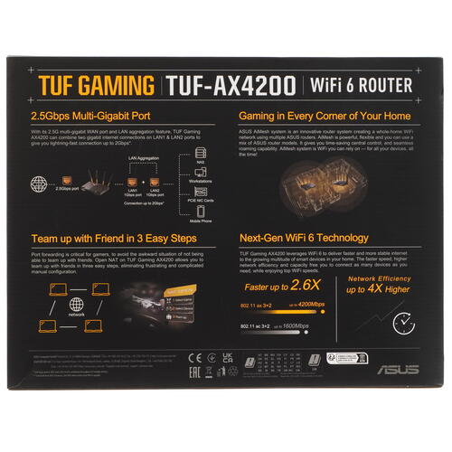 Купить Wi-Fi роутер ASUS TUF Gaming AX4200  5095532. Характеристики, отзывы и цены в Донецке