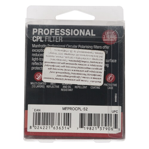 Купить Светофильтр Manfrotto CIR-PL Professional 52 мм  1190034. Характеристики, отзывы и цены в Донецке