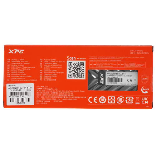 Купить Оперативная память ADATA XPG SPECTRIX D41 RGB [AX4U320016G16A-ST41] 16 ГБ  5031043. Характеристики, отзывы и цены в Донецке