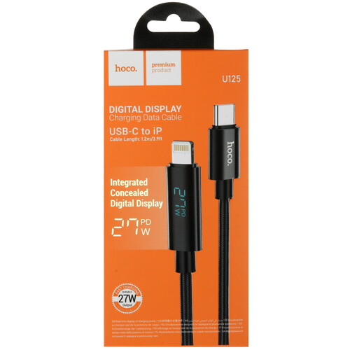 Купить Кабель круглый Hoco Lightning 8-pin - USB Type-C черный 1.2 м  5493024. Характеристики, отзывы и цены в Донецке