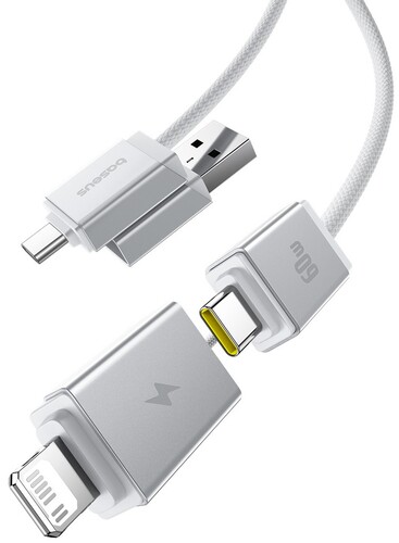 Купить Кабель круглый Baseus Lightning 8-pin, USB Type-C - USB 2.0 Type-A, USB Type-C белый 2 м  5627689. Характеристики, отзывы и цены в Донецке