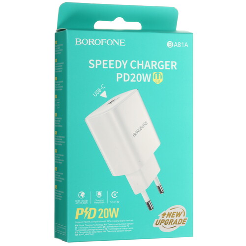 Купить Сетевое зарядное устройство Borofone BA81A белый  5459315. Характеристики, отзывы и цены в Донецке