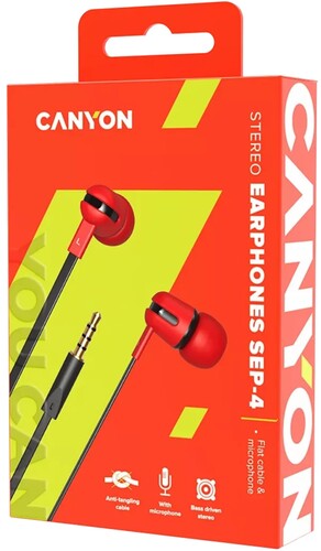 Купить Проводные наушники Canyon SEP-4 красный  9134267. Характеристики, отзывы и цены в Донецке