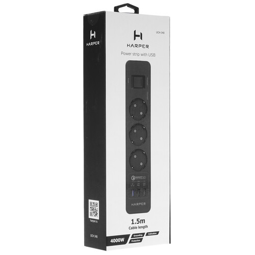 Купить Сетевой фильтр Harper UCH-340 черный  5362769. Характеристики, отзывы и цены в Донецке