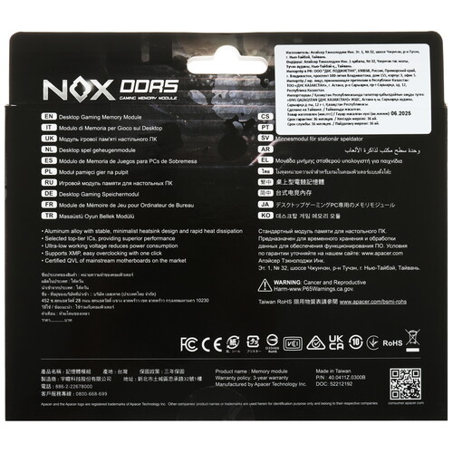 Купить Оперативная память Apacer NOX  5619169. Характеристики, отзывы и цены в Донецке