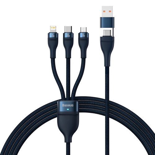 Купить Кабель круглый Baseus Lightning 8-pin, micro USB, USB Type-C - USB 2.0 Type-A, USB Type-C синий 1.2 м  5627813. Характеристики, отзывы и цены в Донецке