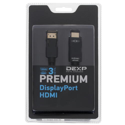 Купить Кабель однонаправленный DEXP DisplayPort - HDMI, 3 м  1662868. Характеристики, отзывы и цены в Донецке