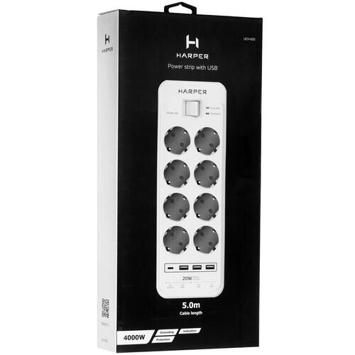 Купить Сетевой фильтр Harper UCH-650 белый  5362780. Характеристики, отзывы и цены в Донецке