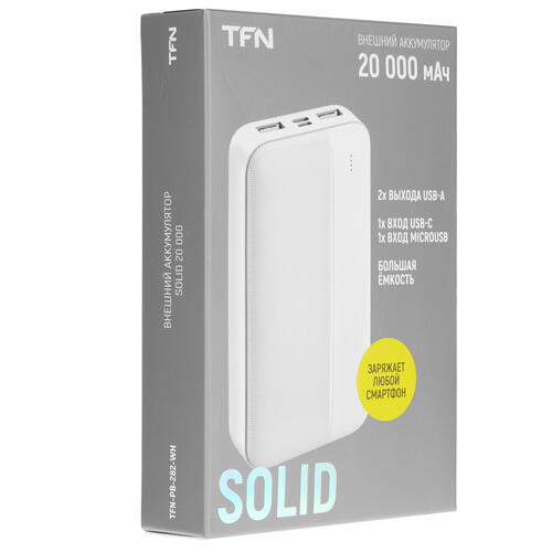 Купить Портативный аккумулятор TFN Solid 20 белый  5000401. Характеристики, отзывы и цены в Донецке