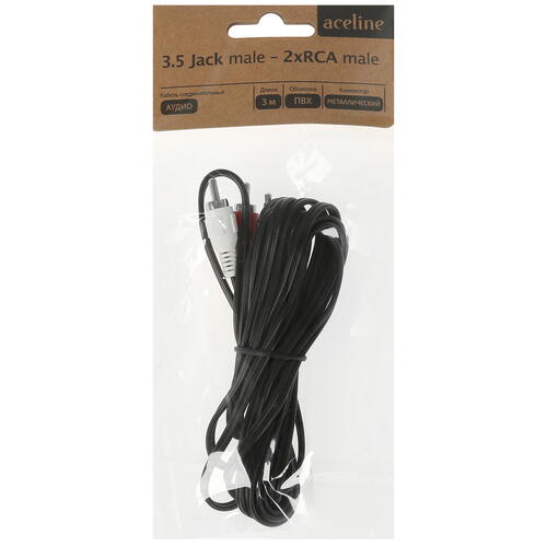 Купить Кабель   Aceline 3.5 mm jack - RCA x2 черный  1380013. Характеристики, отзывы и цены в Донецке
