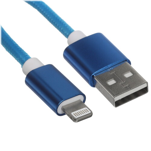 Купить Кабель круглый REXANT Lightning 8-pin - USB 2.0 Type-A синий 1 м  9131365. Характеристики, отзывы и цены в Донецке