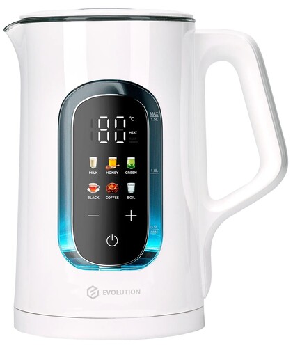 Купить Электрочайник EVOLUTION KG15153 LCD белый  9301916. Характеристики, отзывы и цены в Донецке