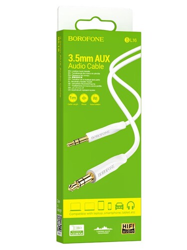 Купить Кабель   Borofone jack 3.5 мм - jack 3.5 мм белый  5474924. Характеристики, отзывы и цены в Донецке