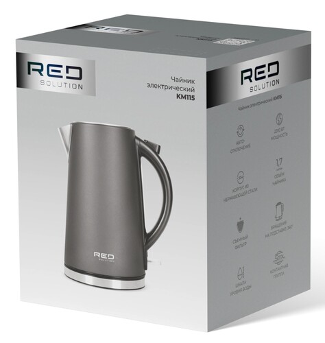 Купить Электрочайник RED SOLUTION KM115 серый  9304208. Характеристики, отзывы и цены в Донецке