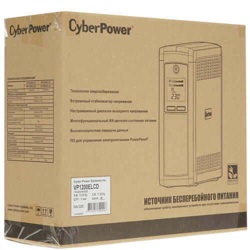 Купить ИБП CyberPower VP1200ELCD  4747280. Характеристики, отзывы и цены в Донецке