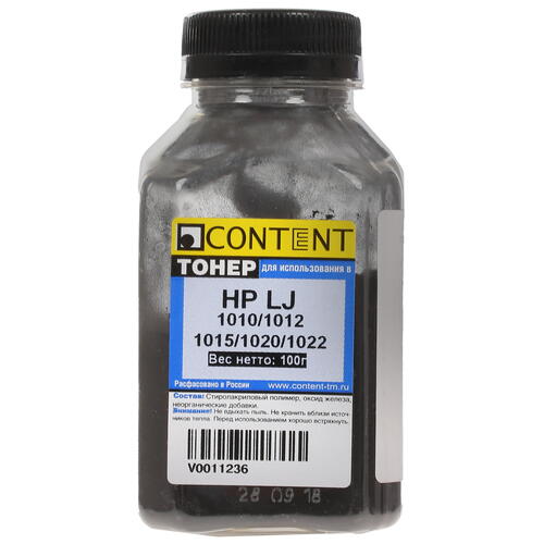Купить Тонер Content для HP LJ 1010/1012/1015/1020/1022 черный  1268722. Характеристики, отзывы и цены в Донецке